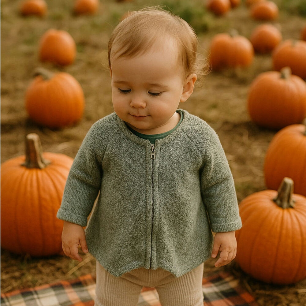 Bonnie Baby Sage Green Zip Cardigan Rib Knit | Girls 18 Months